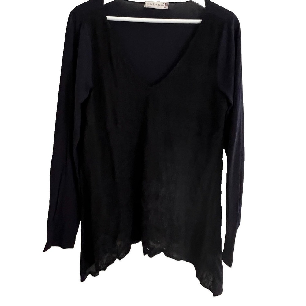 Johnny Was 4 Love And Liberty Black Top Womens M Embroidered Asymmetrical
